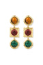Lykia Tigereye Carnelian Malachite Earrings