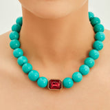 Bodrum Turkuaz ve Kristal Kolye