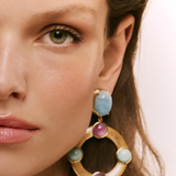 Chora Aquamarine Ametist Amazonite Küpe