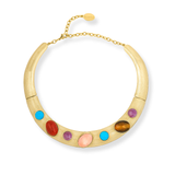 Athena Turkuaz Jasper Ametist Mercan Kaplangözü Choker Kolye