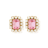 Petite Ninon Pompadour Square Pembe Küpe