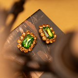 Ninon Square Mandarin & Grass Green Küpe