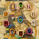 Petite Ninon Square Sarı Pembe Kristal Küpe