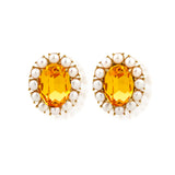 Petite Ninon Pompadour Oval Sarı Küpe