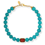 Bodrum Turkuaz ve Kristal Kolye