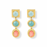 Ephesus Aquamarine Amazonite Mercan Küpe