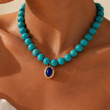 Lampi Arizona Turkuaz Oval Lapis Kolye