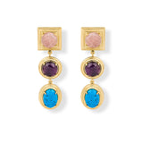 Ephesus Pink Quartz Ametist Arizona Turkuaz Küpe