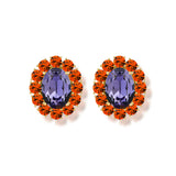 Petite Ninon Oval Turuncu Mor Kristal Küpe