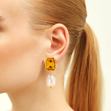 Flora Barok İnci Kristal Küpe