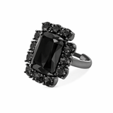 Petite Ninon Square Siyah Gümüş Yüzük