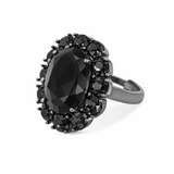 Petite Ninon Oval Siyah Gümüş Yüzük