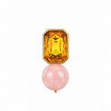 Bodrum Sarı ve Rose Quartz Tek Küpe