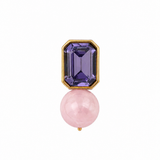 Bodrum Mor ve Rose Quartz Tek Küpe