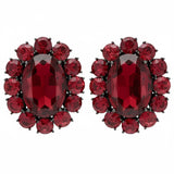 Ninon Oval Kırmızı Kristal Gümüş Küpe