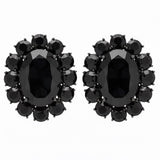 Ninon Oval Siyah Kristal Gümüş Küpe