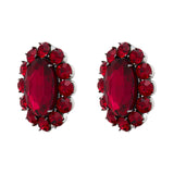 Ninon Oval Kırmızı Kristal Gümüş Küpe