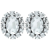 Ninon Oval Diamond Crystal Silver Earrings