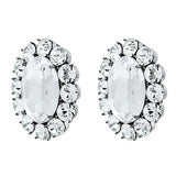 Ninon Oval Diamond Crystal Silver Earrings