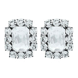 Ninon Square Şeffaf Kristal Gümüş Küpe