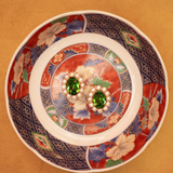 Petite Ninon Pompadour Oval Yeşil Küpe