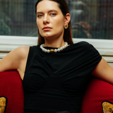 Petite Ninon Pompadour Oval Sarı Küpe