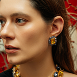 Petite Ninon Square Lavanta Sarı Kristal Küpe