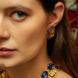 Petite Ninon Square Lavanta Sarı Kristal Küpe