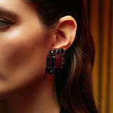 Ninon Square Siyah Kristal Gümüş Küpe