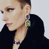 Paris at Night Mavi Yeşil Kristal Küpe